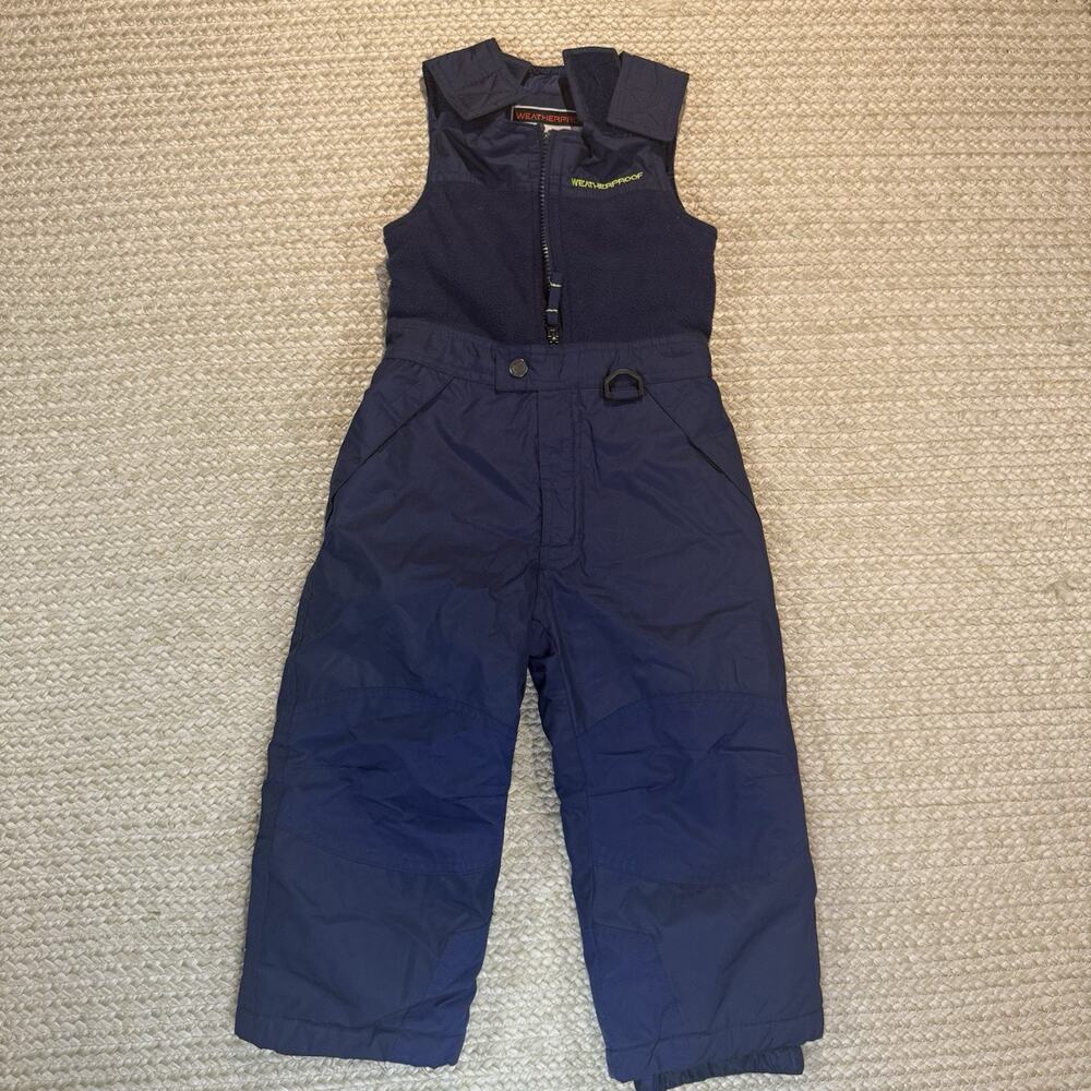 WeatherProof Kids Snow Bib Overalls Insulated Waterproof Ski Navy Blue Size 4T